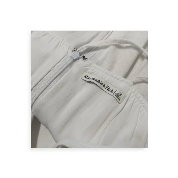 Abercrombie and Fitch White Thin Strap Dress SZ XS Tie Waist Bridal Mini - Picture 6 of 10